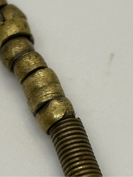 Vintage Bloodstone Jasper Pendant Necklace Green Ethnic Brass Beads Tribal - Picture 14 of 15